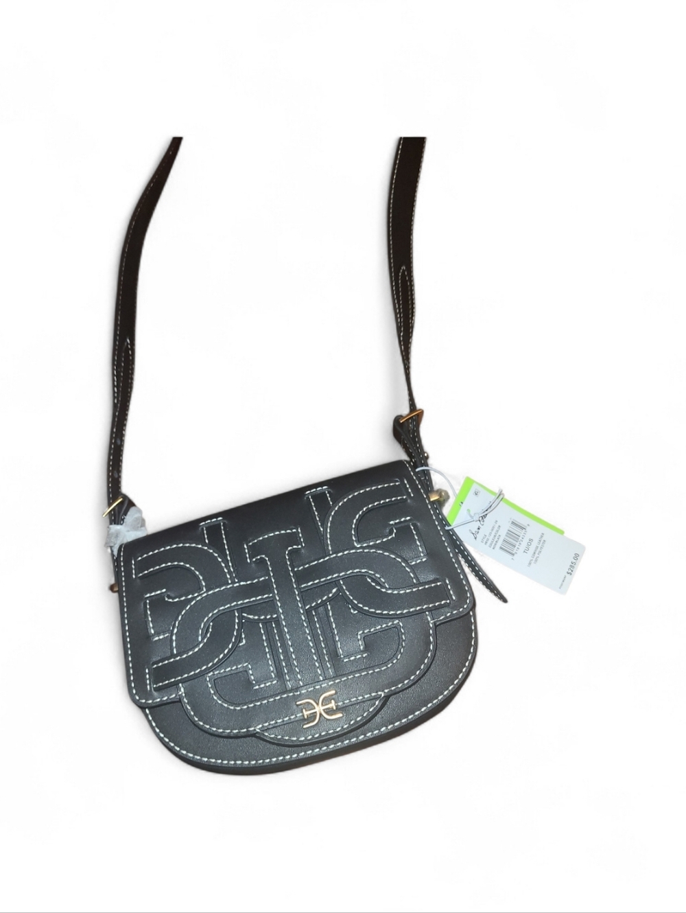 SAM EDELMAN Black Leather Crossbody Bag with Contrast Stitching - Picture 7 of 13